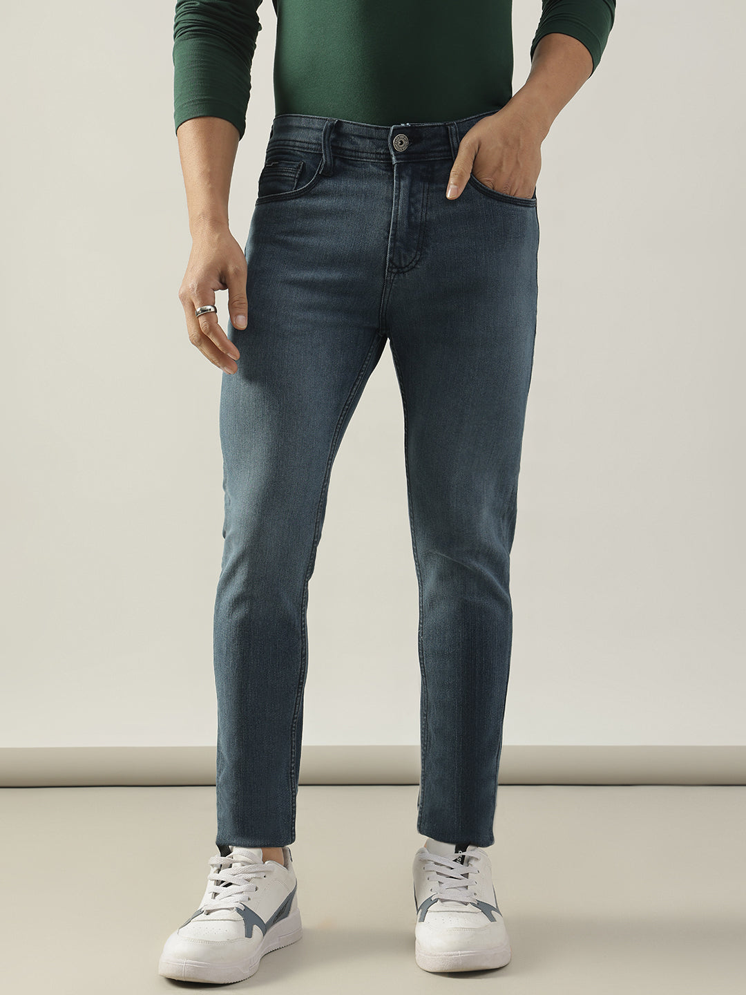 Washed Navy Skinny Jeans