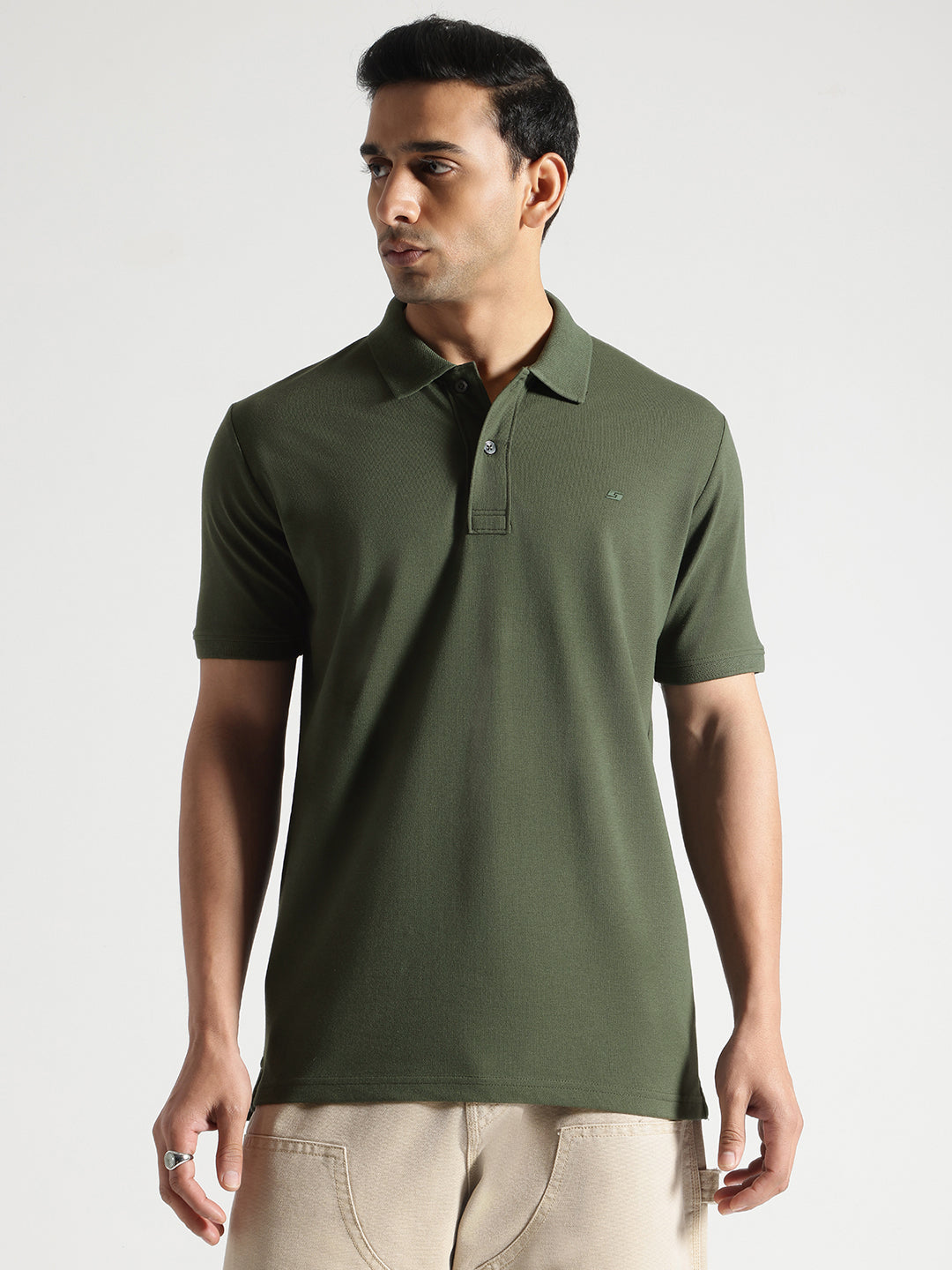 Olive Solid Polo Tshirt