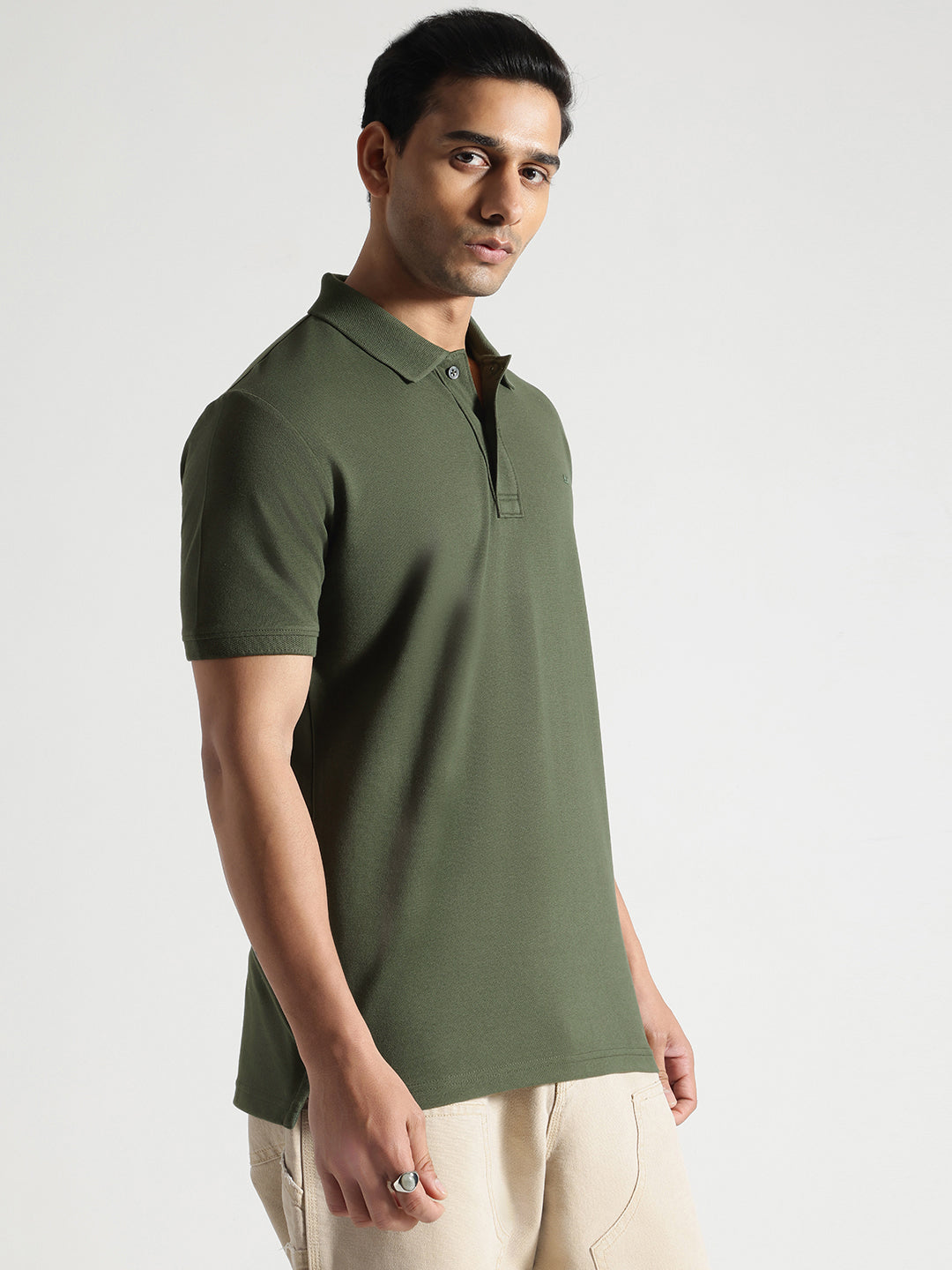 Olive Solid Polo Tshirt