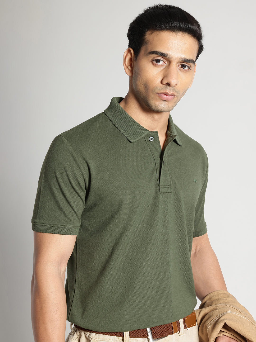 Olive Solid Polo Tshirt
