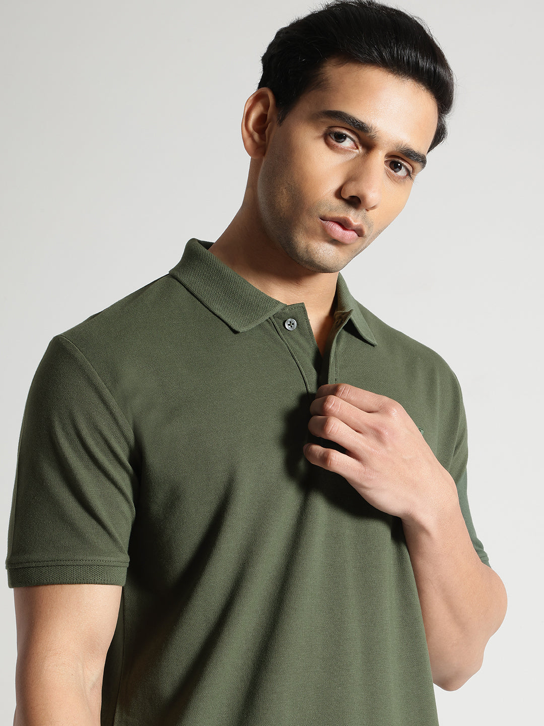 Olive Solid Polo Tshirt