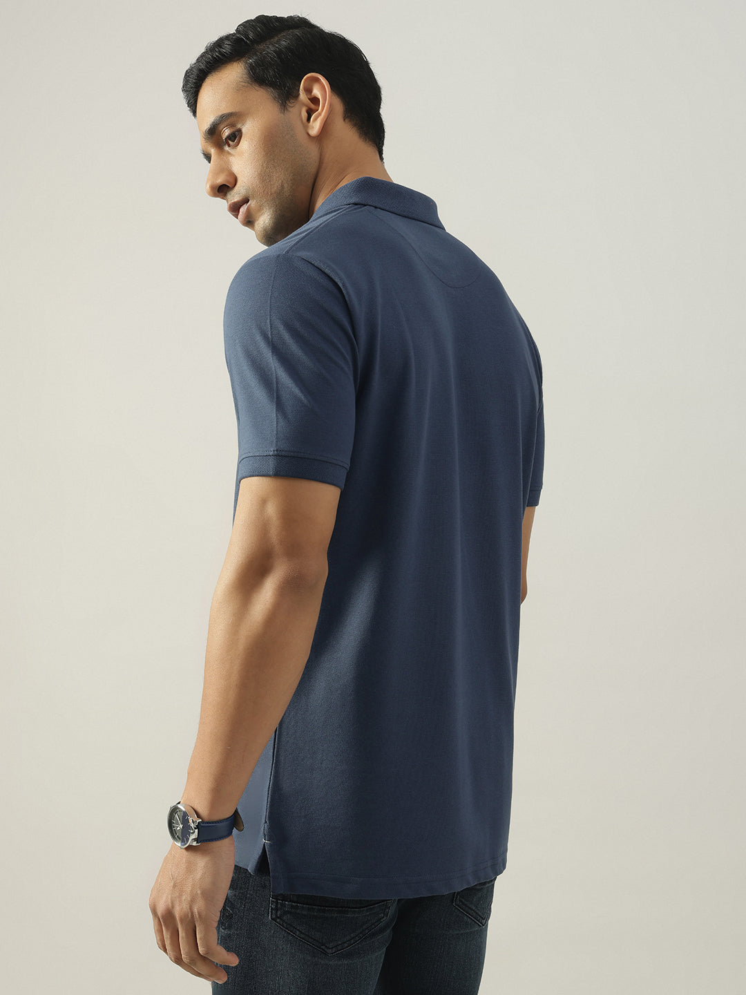 Blue Solid Polo Tshirt
