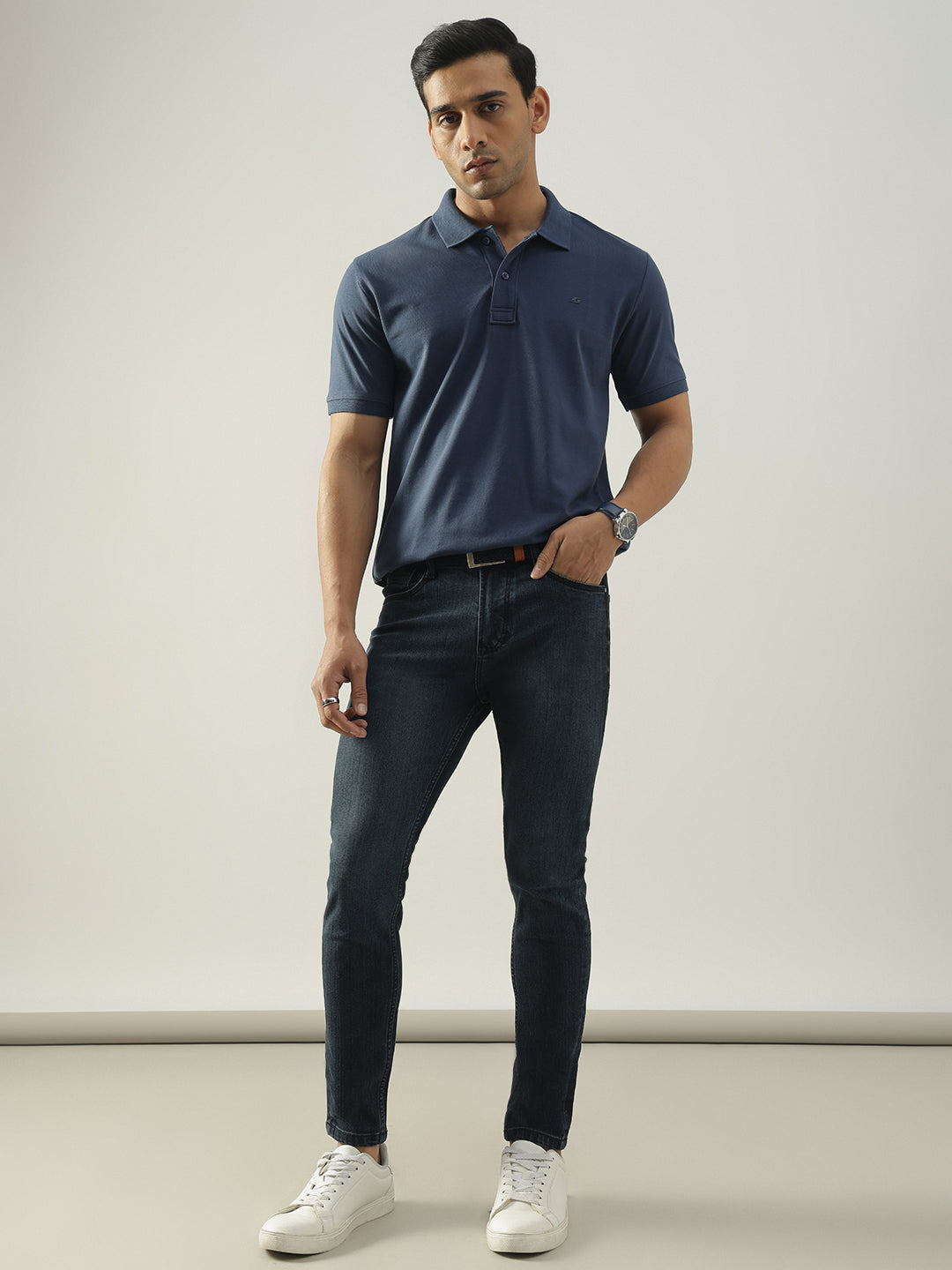 Blue Solid Polo Tshirt