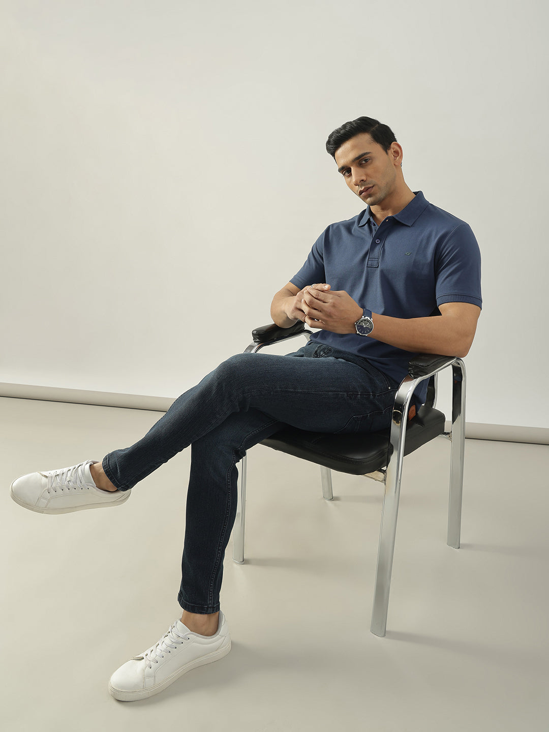 Blue Solid Polo Tshirt