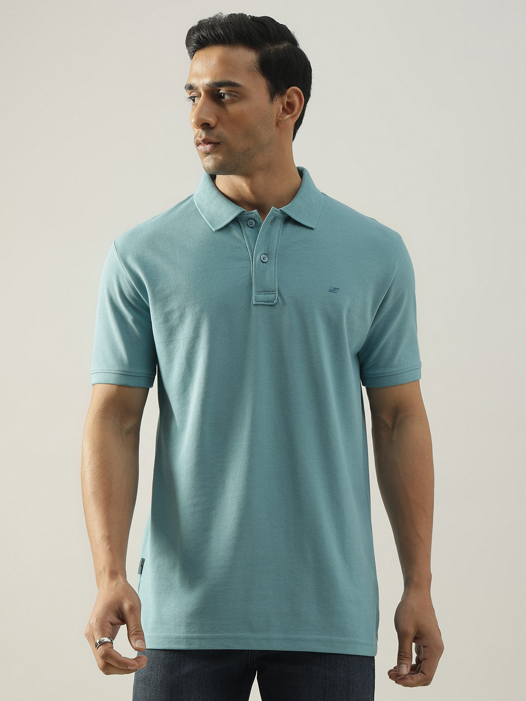 Light Blue Solid Polo Tshirt