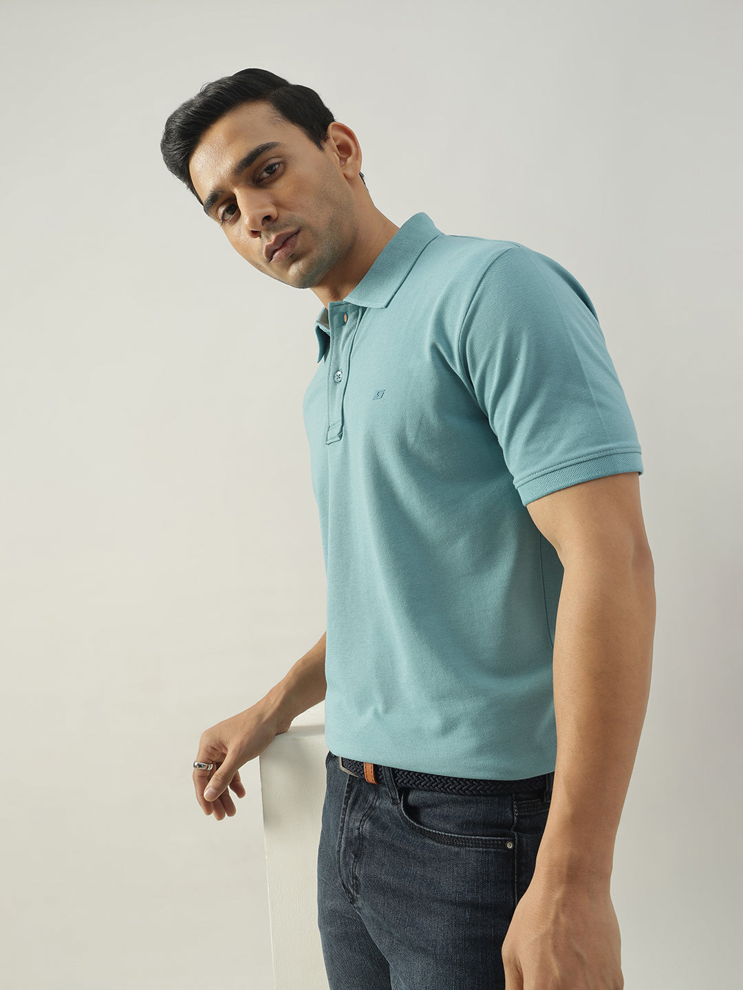 Light Blue Solid Polo Tshirt