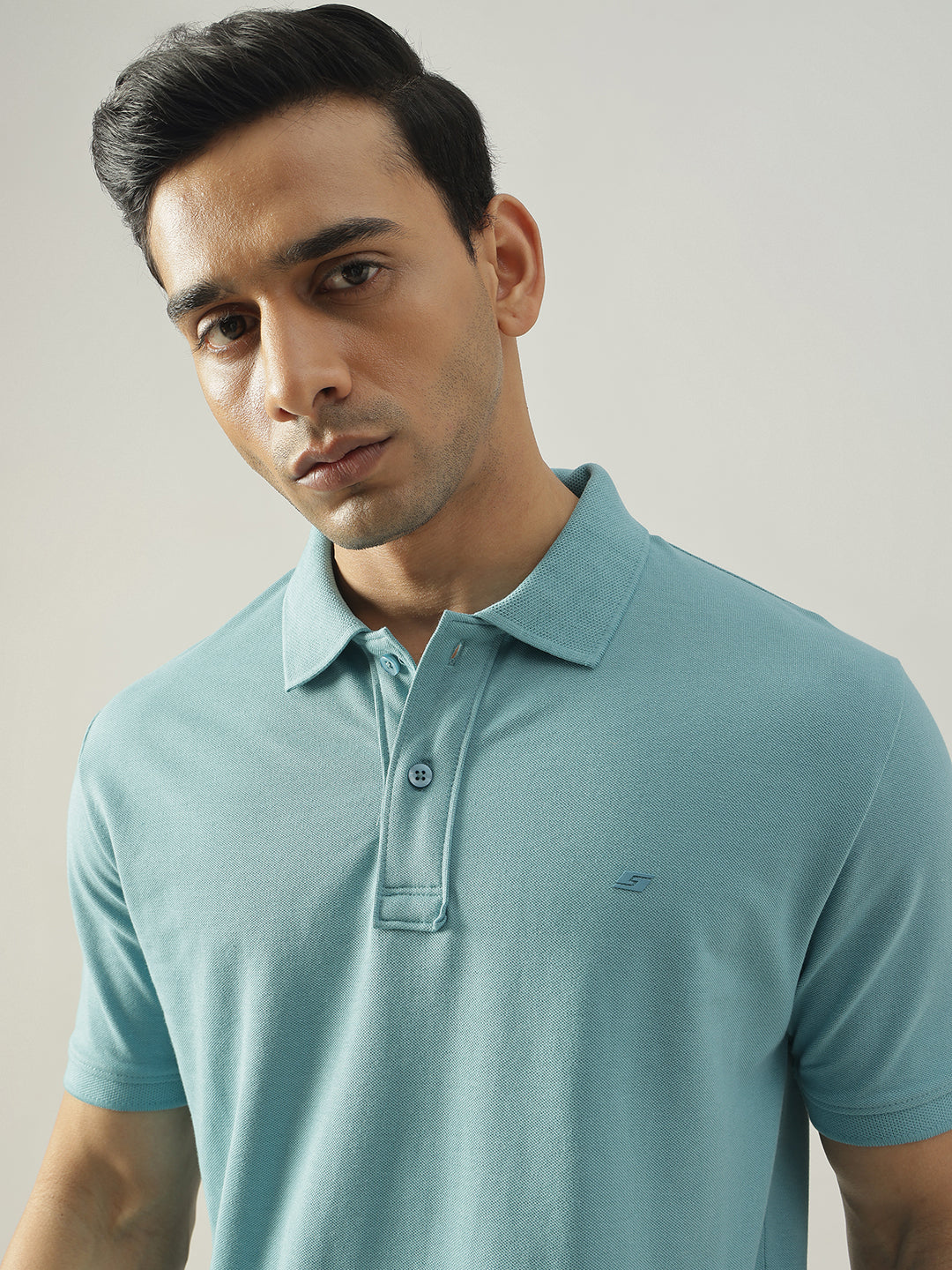 Light Blue Solid Polo Tshirt
