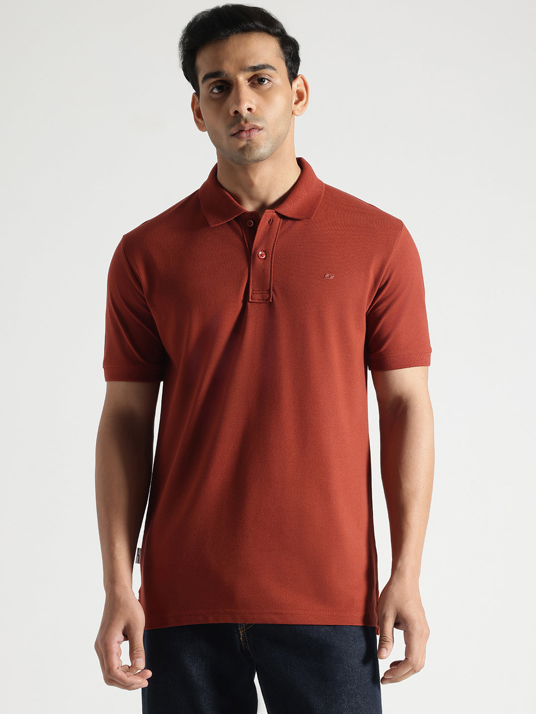 Rust Solid Polo Tshirt