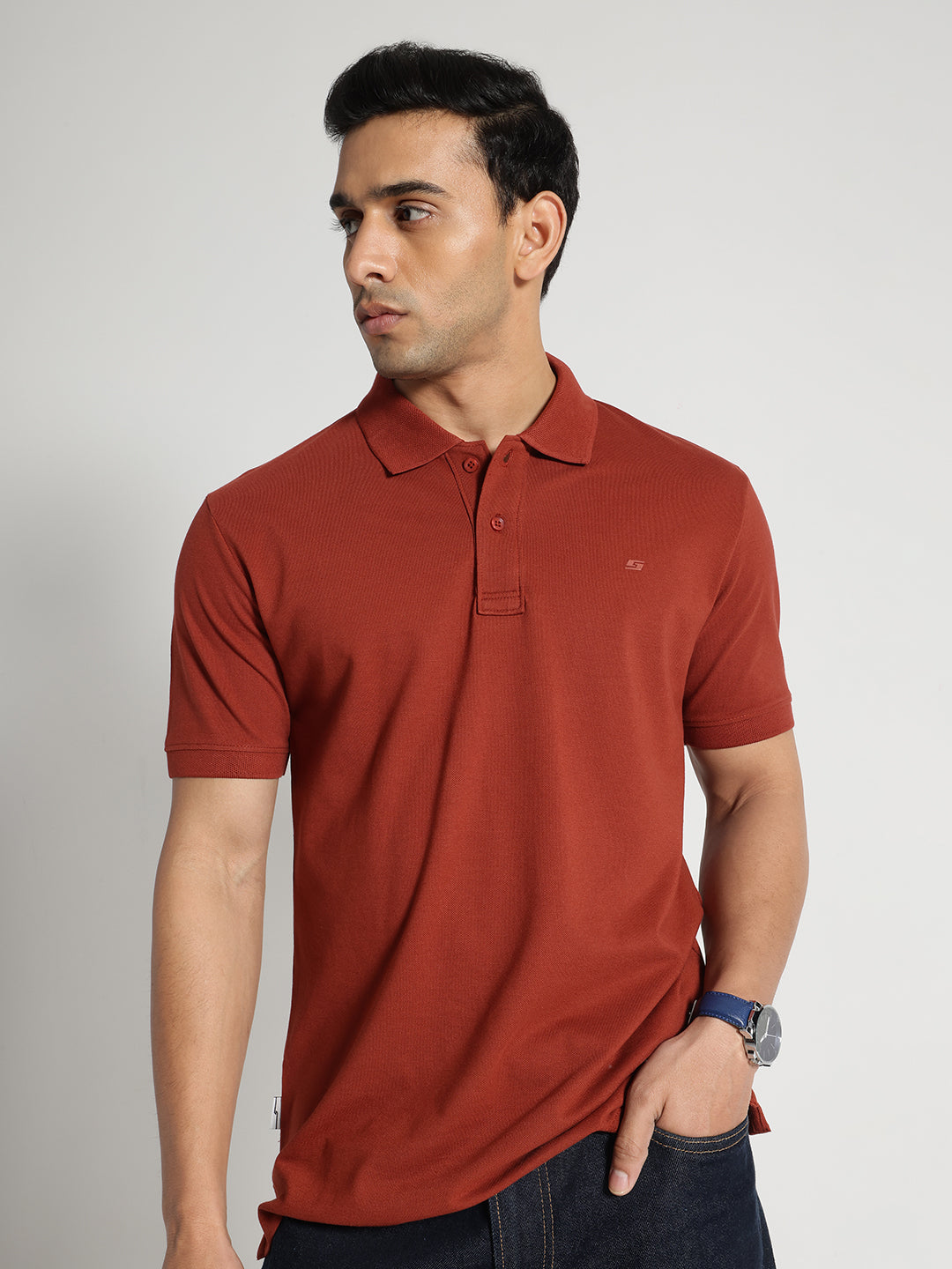 Rust Solid Polo Tshirt