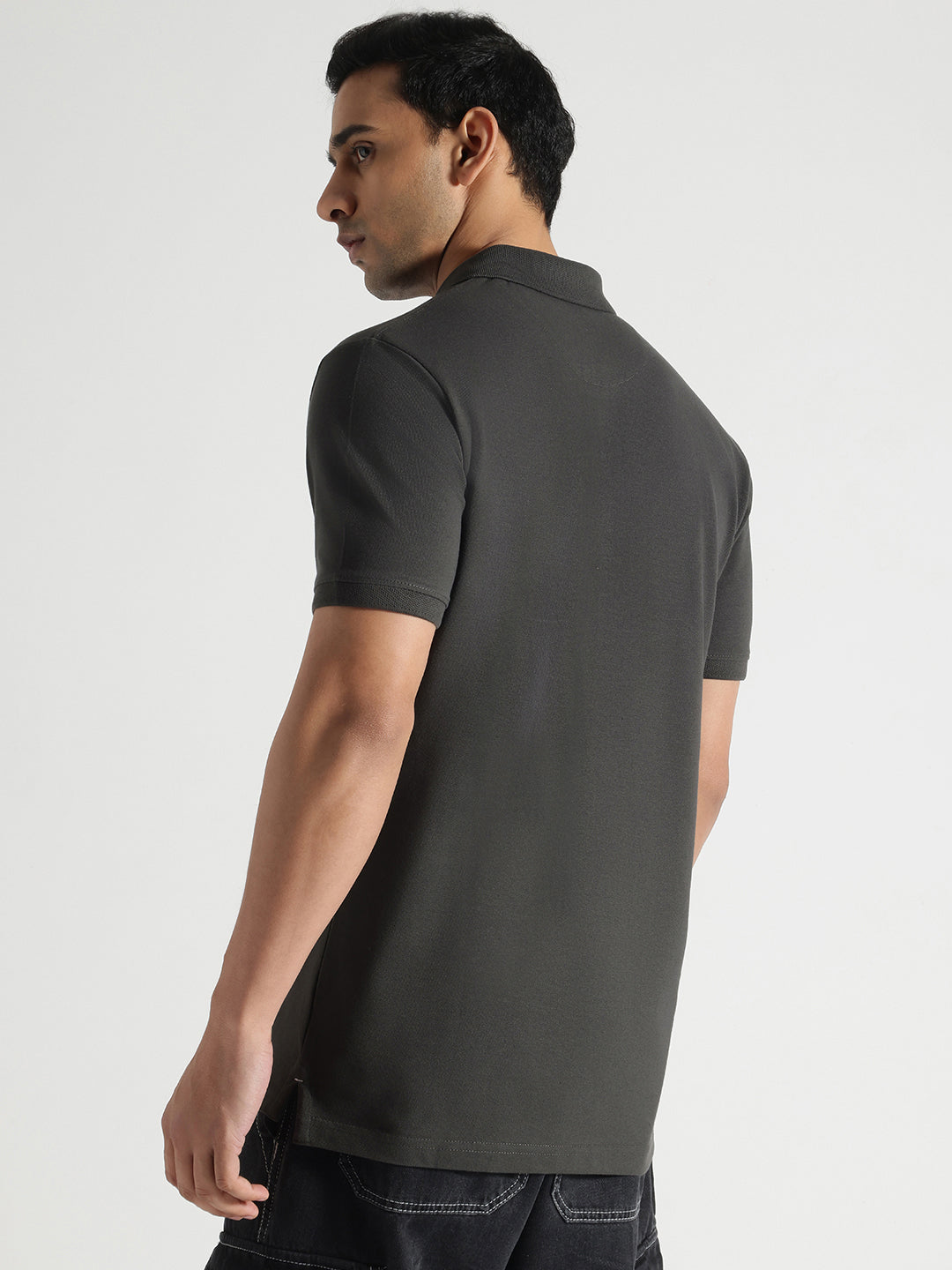 Charcoal Solid Polo Tshirt