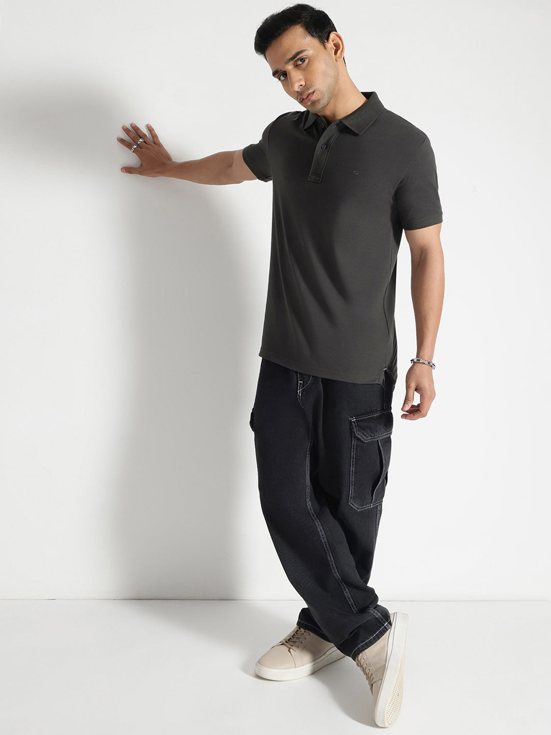Charcoal Solid Polo Tshirt