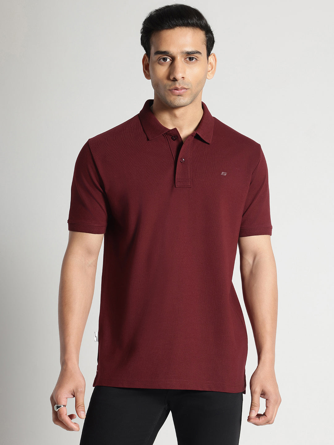 Maroon Solid Polo Tshirt