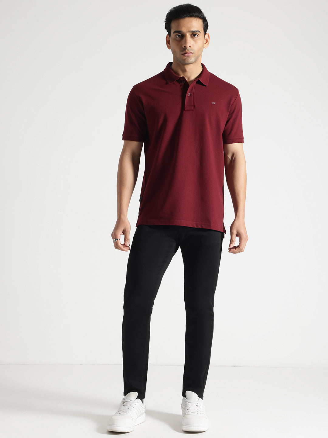 Maroon Solid Polo Tshirt