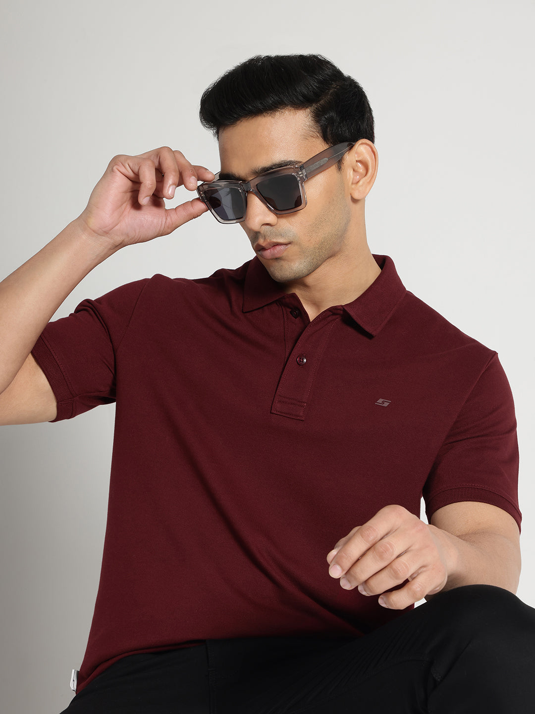 Maroon Solid Polo Tshirt