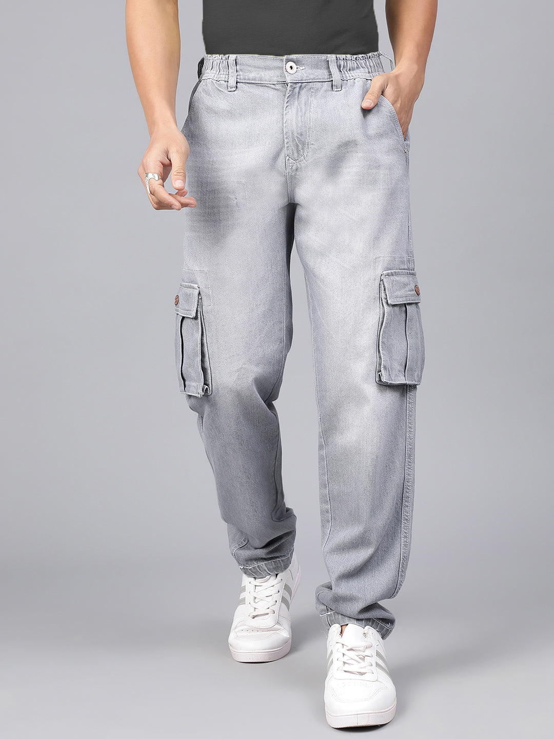 Elasticated Grey Cargo Joggers