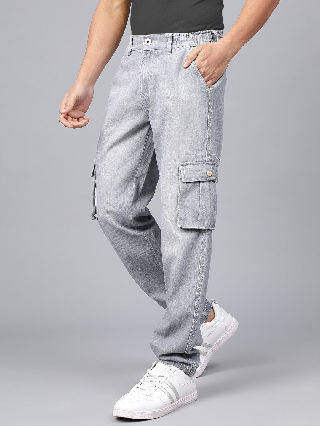 Elasticated Grey Cargo Joggers