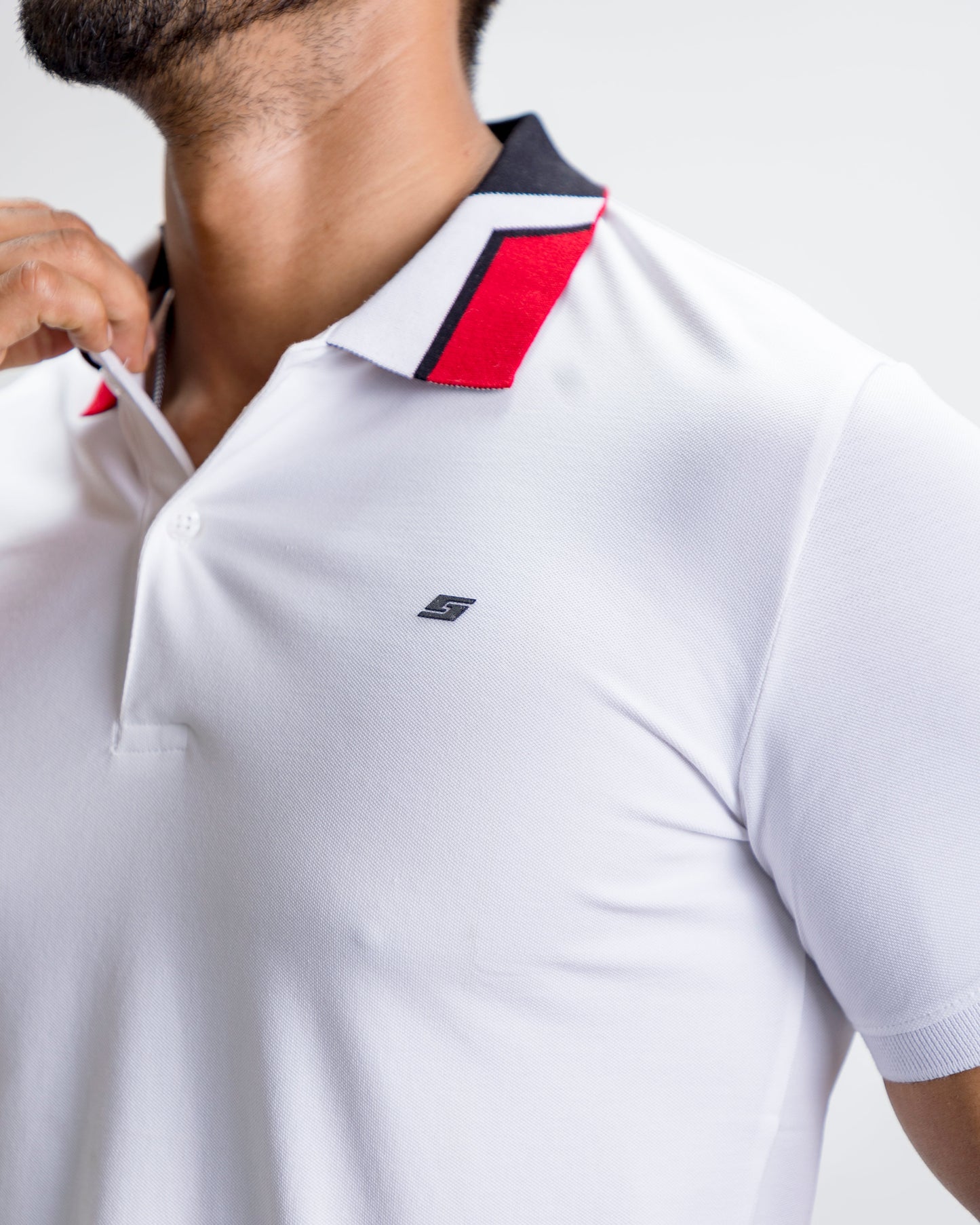 White With Red Collar Polo T-Shirt