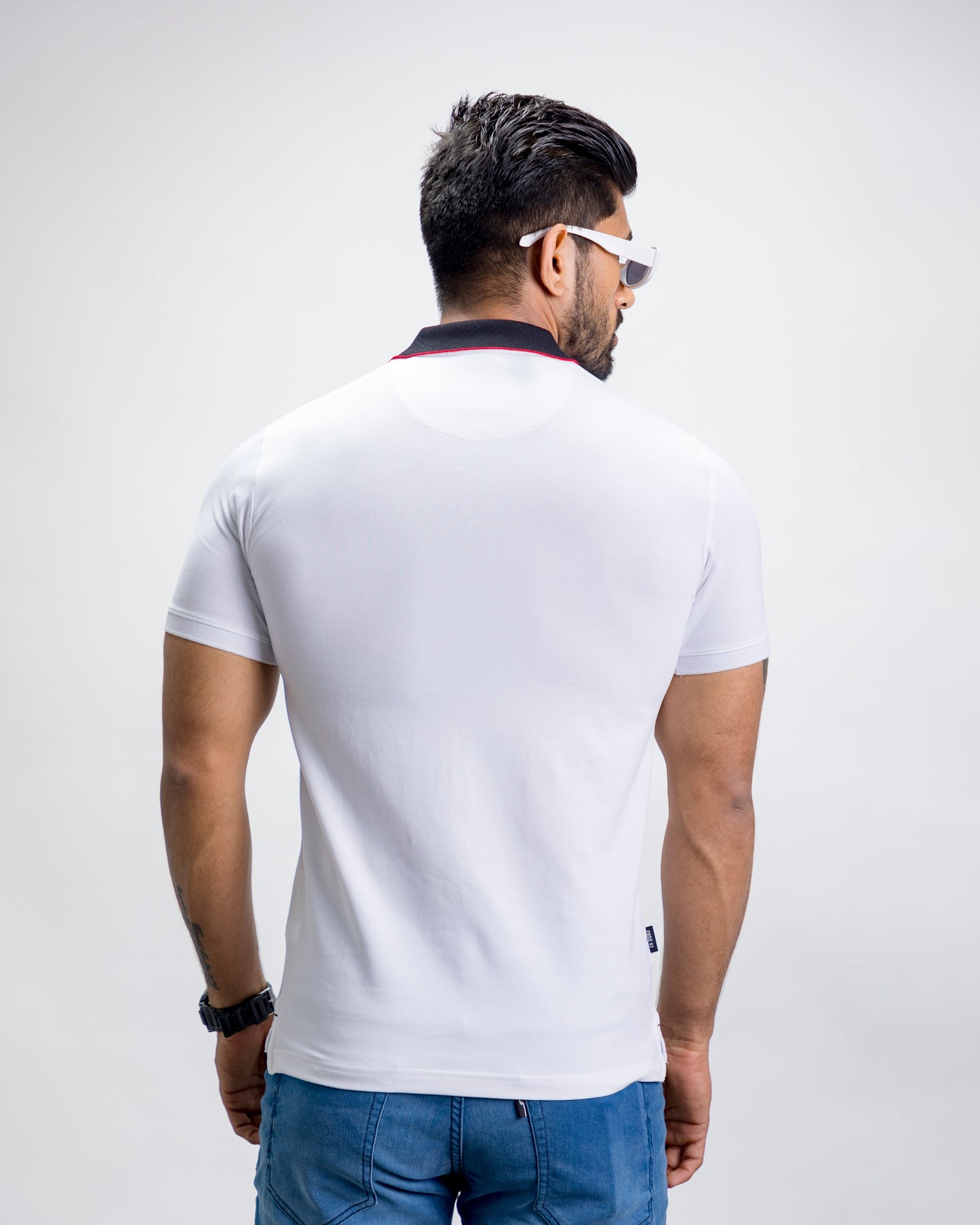 White With Red Collar Polo T-Shirt