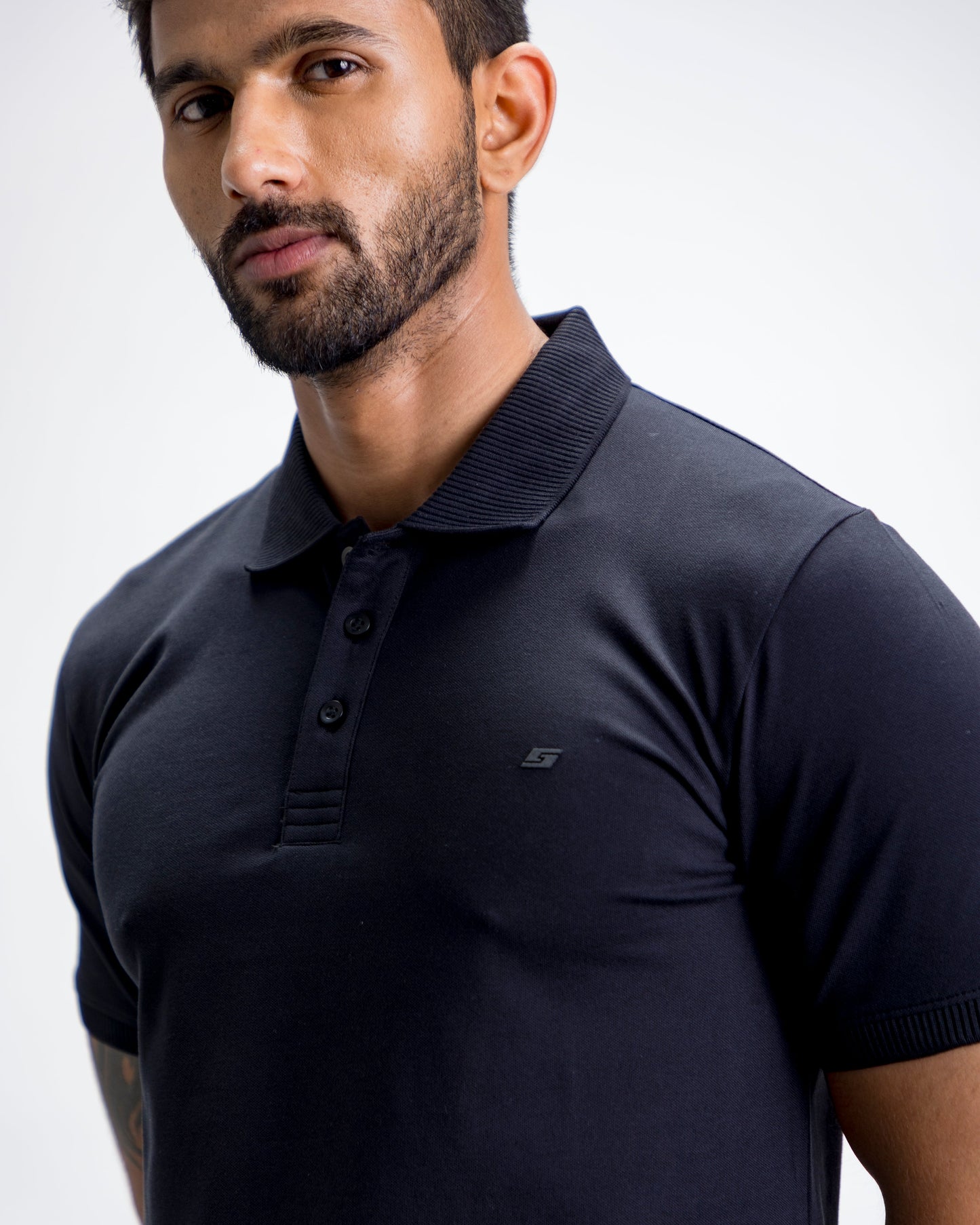Solid Black Polo T-Shirt