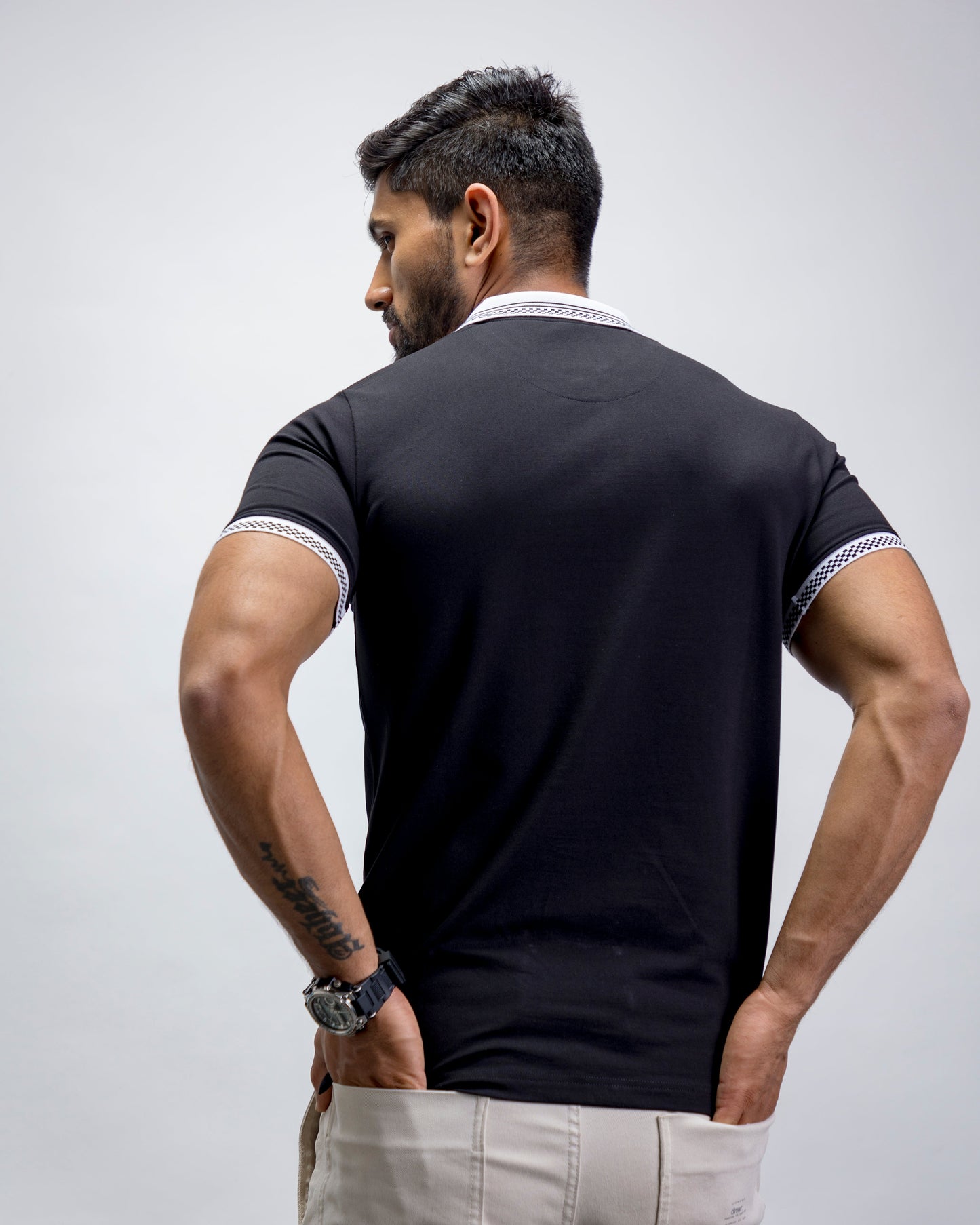 Black with white collar polo t-shirt