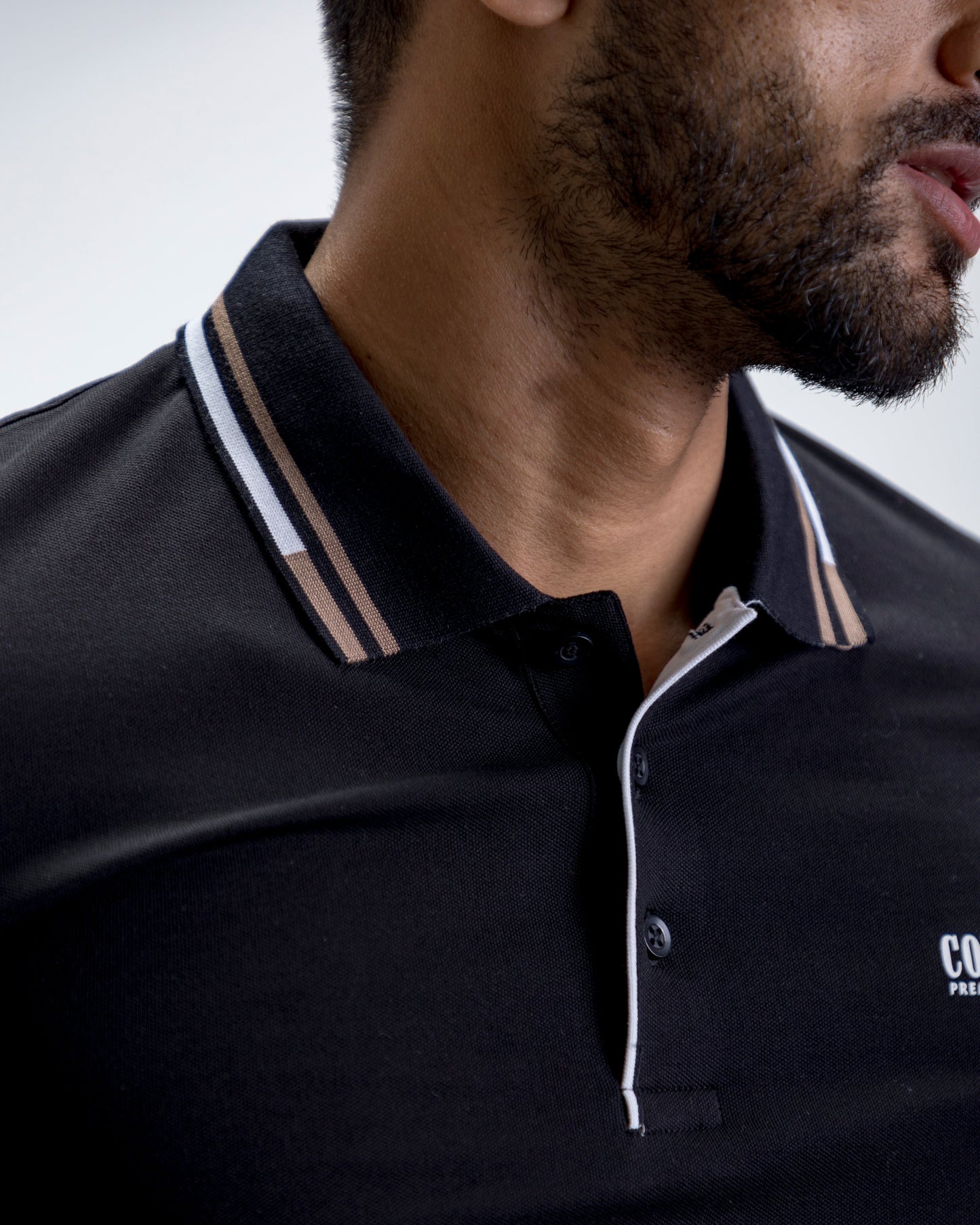 Classic black with contrast collar polo t-shirt