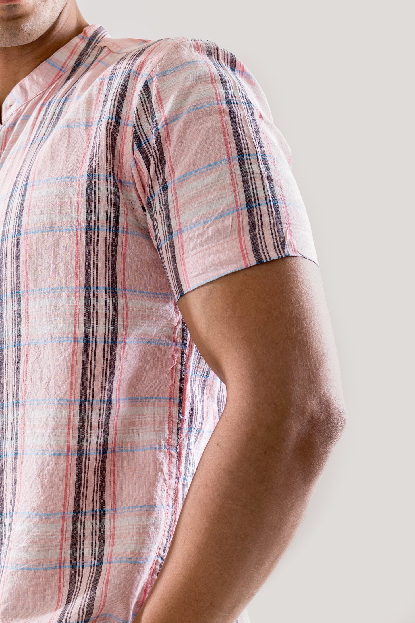 Two Tonal Pink Check Structured Shirt
