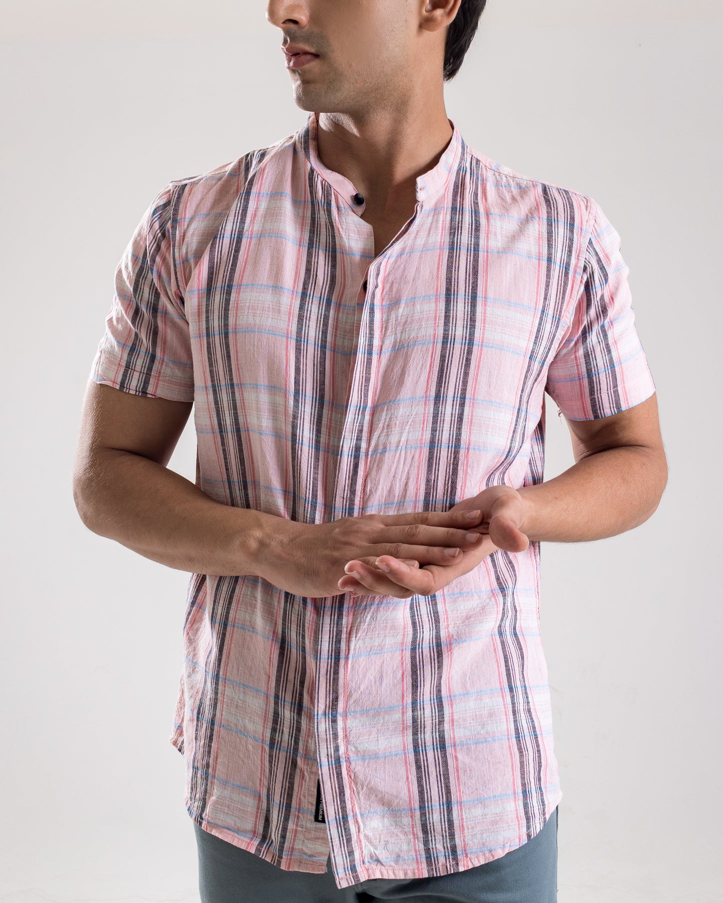 Two Tonal Pink Check Structured Shirt