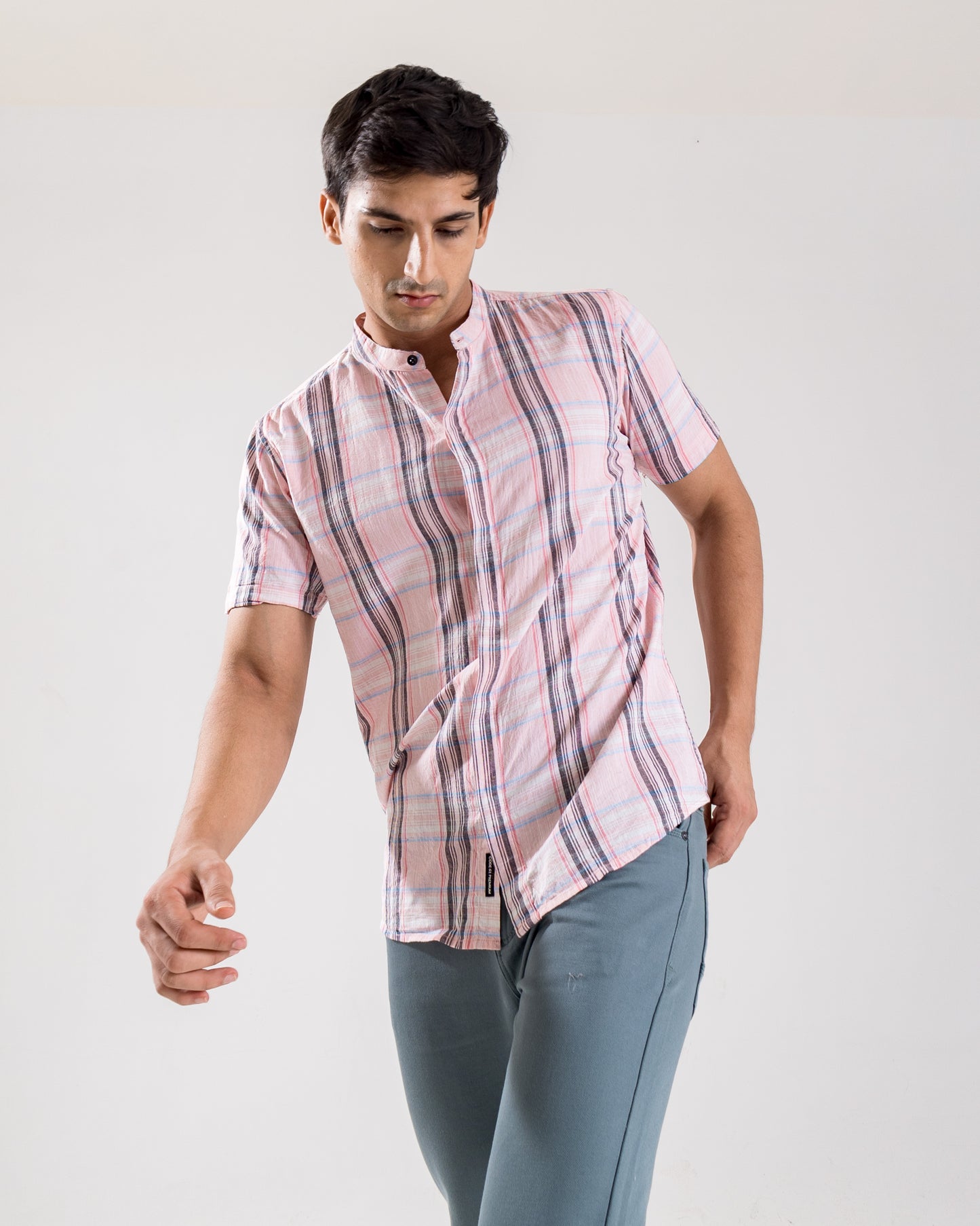 Two Tonal Pink Check Structured Shirt
