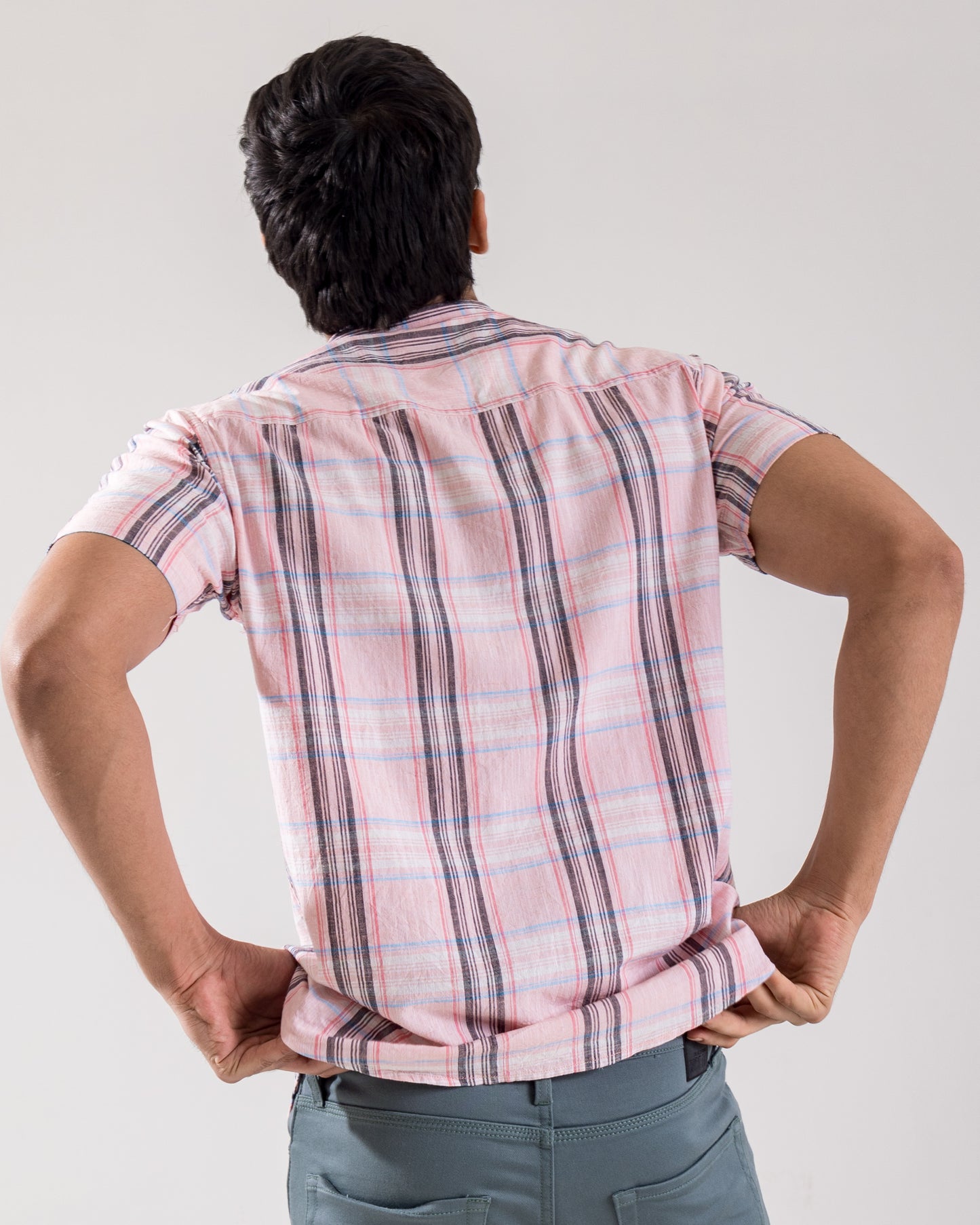 Two Tonal Pink Check Structured Shirt