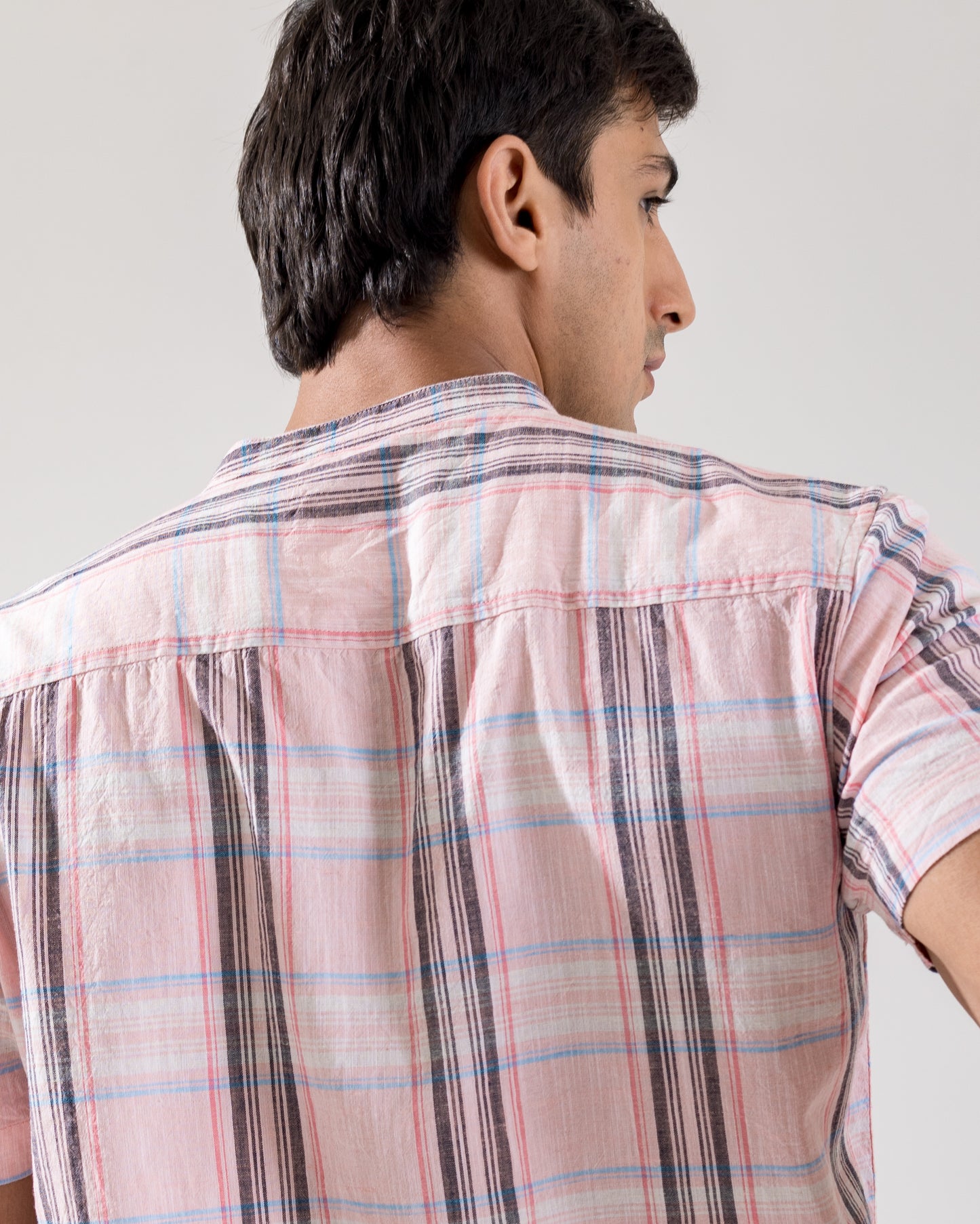 Two Tonal Pink Check Structured Shirt