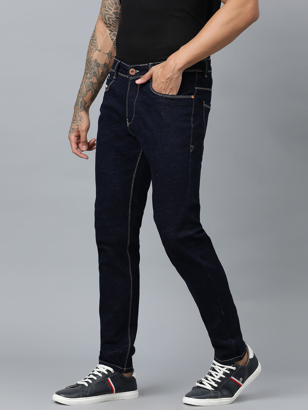 Classic dark blue straight fit jeans